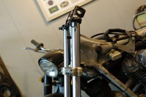 山バイク、TL125イーハトーブの改造　フロント足回りを進化させる